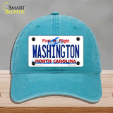 Washington North Carolina State Novelty License Plate Hat Unconstructed Cotton / Lake Blue