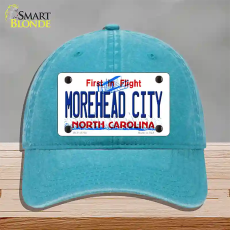 Morehead City North Carolina State Novelty License Plate Hat Unconstructed Cotton / Lake Blue