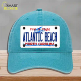 Atlantic Beach North Carolina State Novelty License Plate Hat Unconstructed Cotton / Lake Blue