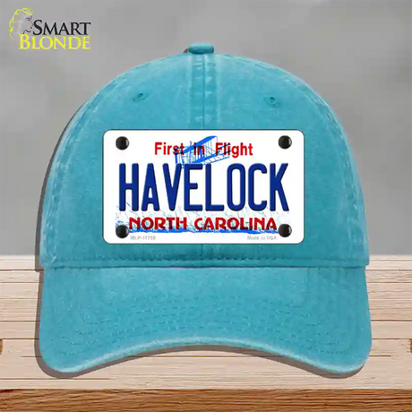 Havelock North Carolina State Novelty License Plate Hat Unconstructed Cotton / Lake Blue