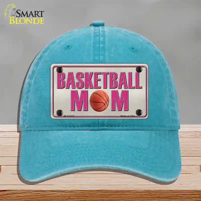 Basketball Mom Novelty License Plate Hat Unconstructed Cotton / Lake Blue