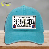 Sabana Seca Puerto Rico State Novelty License Plate Hat Unconstructed Cotton / Lake Blue