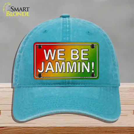 We Be Jammin Rasta Novelty License Plate Hat Unconstructed Cotton / Lake Blue