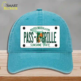 Pass A Grille Florida Novelty License Plate Hat Unconstructed Cotton / Lake Blue