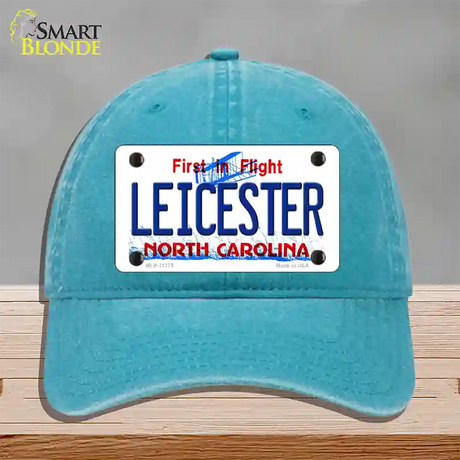 Leicester North Carolina State Novelty License Plate Hat Unconstructed Cotton / Lake Blue