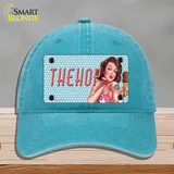 The Hop Vintage Pinup Novelty License Plate Hat Unconstructed Cotton / Lake Blue