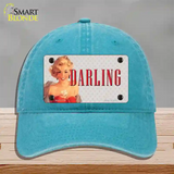 Darling Vintage Pinup Novelty License Plate Hat Unconstructed Cotton / Lake Blue