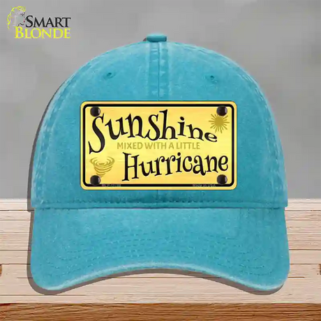 Sunshine With A Little Hurricane Novelty License Plate Hat Unconstructed Cotton / Lake Blue