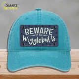 Beware of the Wigglebutts Novelty License Plate Hat Unconstructed Cotton / Lake Blue