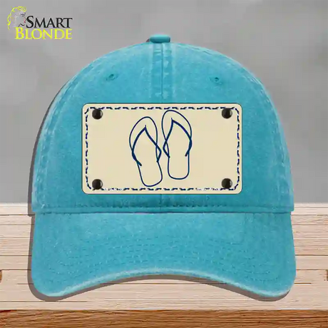 Flip Flops Novelty License Plate Hat Unconstructed Cotton / Lake Blue