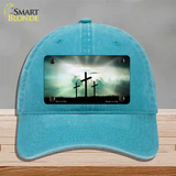 Crosses in the Sun Blue Novelty License Plate Hat Unconstructed Cotton / Lake Blue