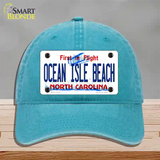 Ocean Isle Beach North Carolina Novelty License Plate Hat Unconstructed Cotton / Lake Blue