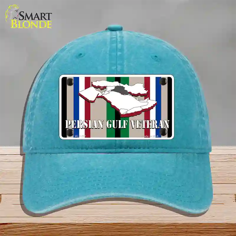 Persian Gulf Veteran Novelty License Plate Hat Unconstructed Cotton / Lake Blue