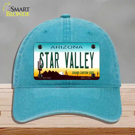 Star Valley Arizona Novelty License Plate Hat Unconstructed Cotton / Lake Blue