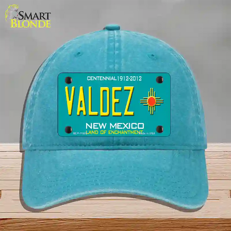 Valdez New Mexico Novelty License Plate Hat Unconstructed Cotton / Lake Blue