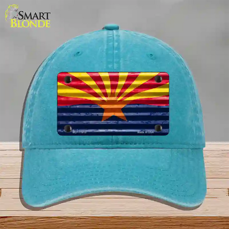 Arizona Flag Novelty License Plate Hat Unconstructed Cotton / Lake Blue