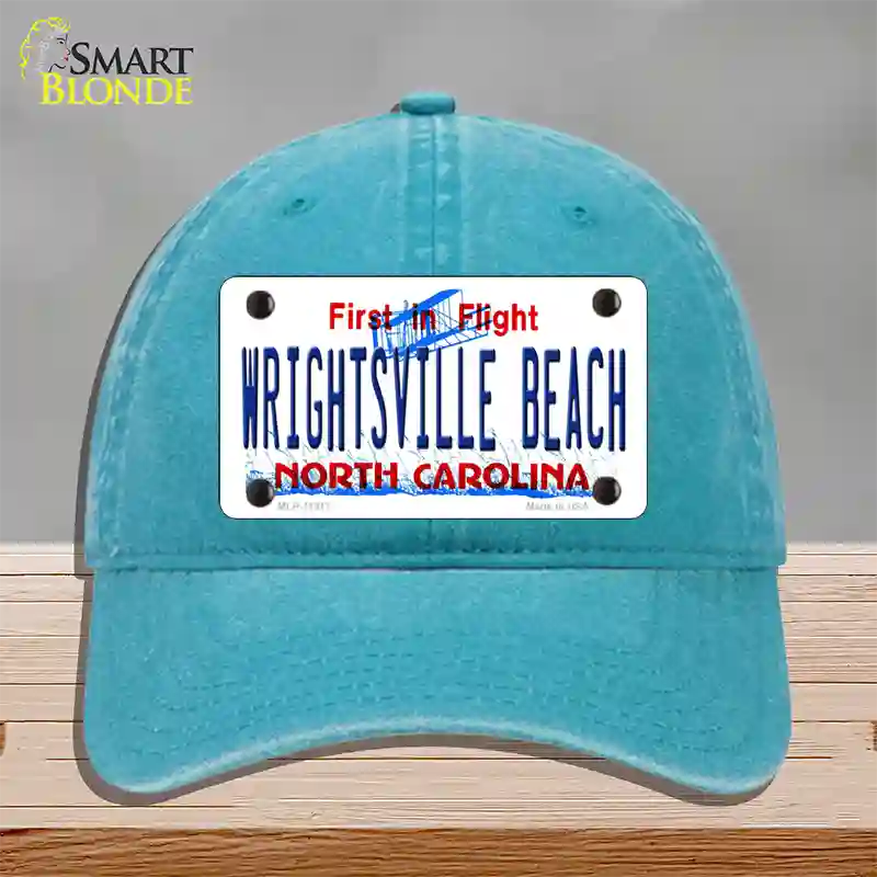 Wrightsville Beach North Carolina Novelty License Plate Hat Unconstructed Cotton / Lake Blue