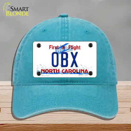 OBX North Carolina Novelty License Plate Hat Unconstructed Cotton / Lake Blue