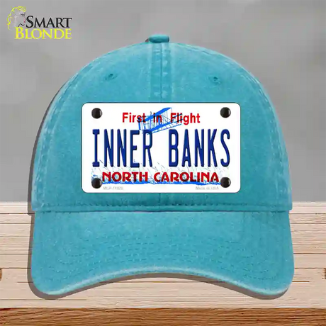 Inner Banks North Carolina Novelty License Plate Hat Unconstructed Cotton / Lake Blue