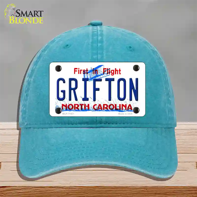 Grifton North Carolina Novelty License Plate Hat Unconstructed Cotton / Lake Blue