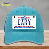 Cary North Carolina Novelty License Plate Hat Unconstructed Cotton / Lake Blue