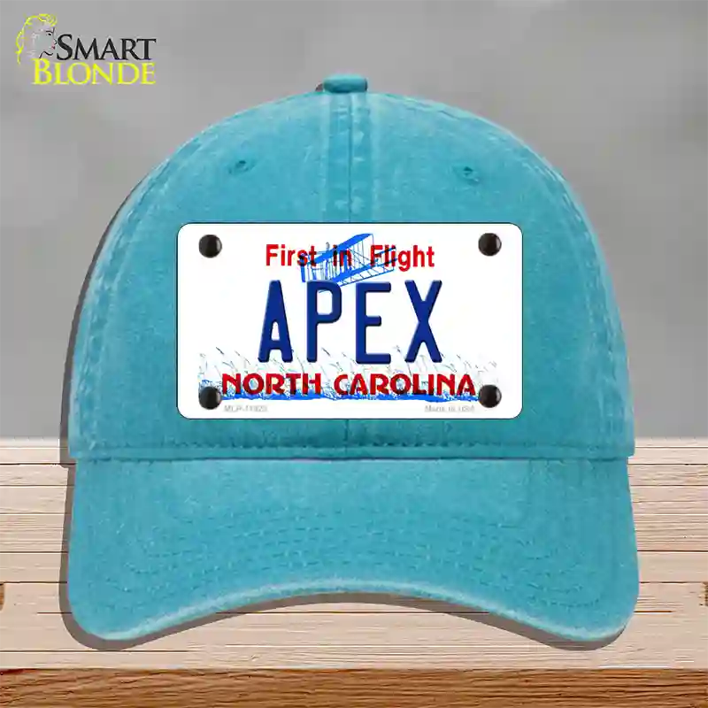 Apex North Carolina Novelty License Plate Hat Unconstructed Cotton / Lake Blue