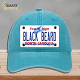 Black Beard North Carolina Novelty License Plate Hat Unconstructed Cotton / Lake Blue