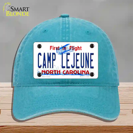 Camp Lejeune North Carolina Novelty License Plate Hat Unconstructed Cotton / Lake Blue