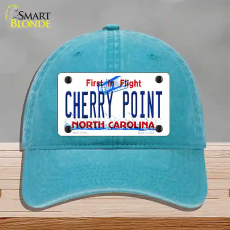 Cherry Point North Carolina Novelty License Plate Hat Unconstructed Cotton / Lake Blue