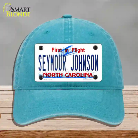 Seymour Johnson North Carolina Novelty License Plate Hat Unconstructed Cotton / Lake Blue