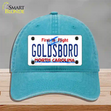 Goldsboro North Carolina Novelty License Plate Hat Unconstructed Cotton / Lake Blue