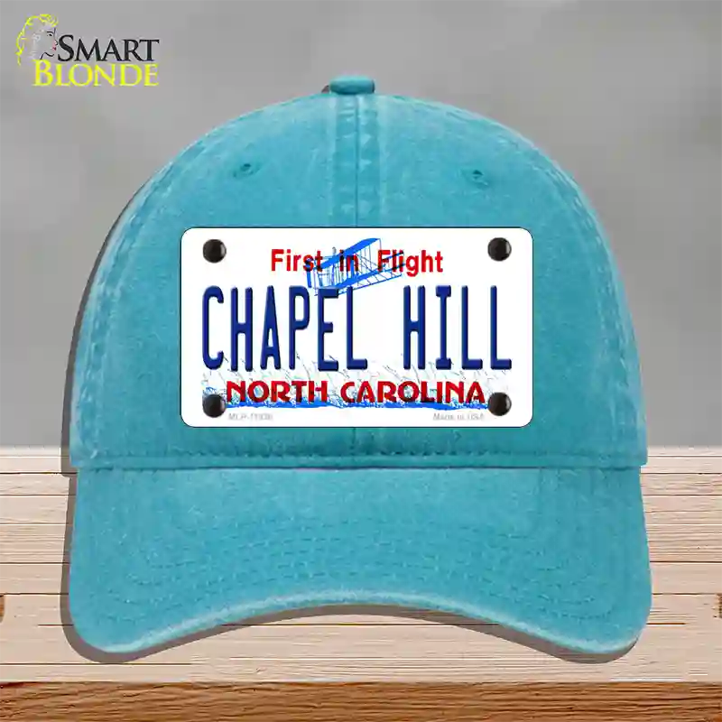 Chapel Hill North Carolina Novelty License Plate Hat Unconstructed Cotton / Lake Blue