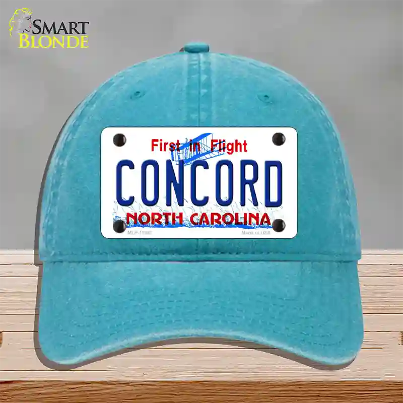 Concord North Carolina Novelty License Plate Hat Unconstructed Cotton / Lake Blue