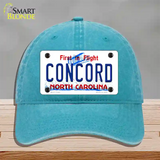 Concord North Carolina Novelty License Plate Hat Unconstructed Cotton / Lake Blue