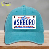 Ashboro North Carolina Novelty License Plate Hat Unconstructed Cotton / Lake Blue