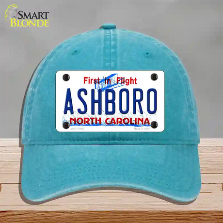 Ashboro North Carolina Novelty License Plate Hat Unconstructed Cotton / Lake Blue