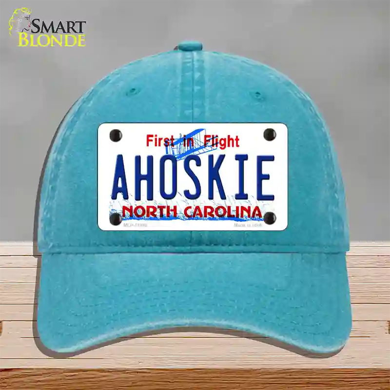 Ahoskie North Carolina Novelty License Plate Hat Unconstructed Cotton / Lake Blue