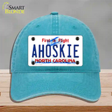 Ahoskie North Carolina Novelty License Plate Hat Unconstructed Cotton / Lake Blue