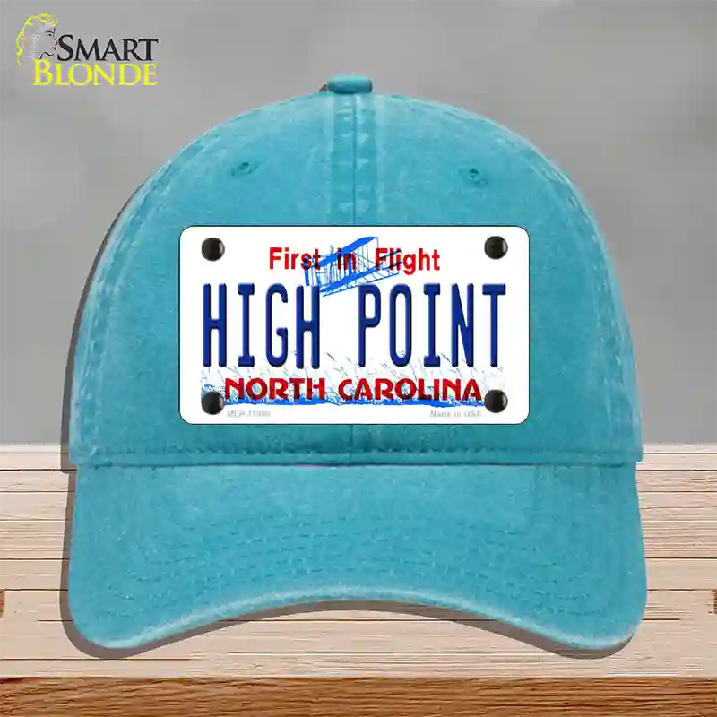 High Point North Carolina Novelty License Plate Hat Unconstructed Cotton / Lake Blue