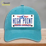 High Point North Carolina Novelty License Plate Hat Unconstructed Cotton / Lake Blue