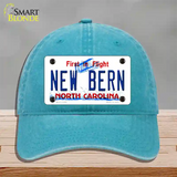 New Bern North Carolina Novelty License Plate Hat Unconstructed Cotton / Lake Blue