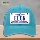 Elon North Carolina Novelty License Plate Hat Unconstructed Cotton / Lake Blue