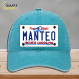 Manteo North Carolina Novelty License Plate Hat Unconstructed Cotton / Lake Blue