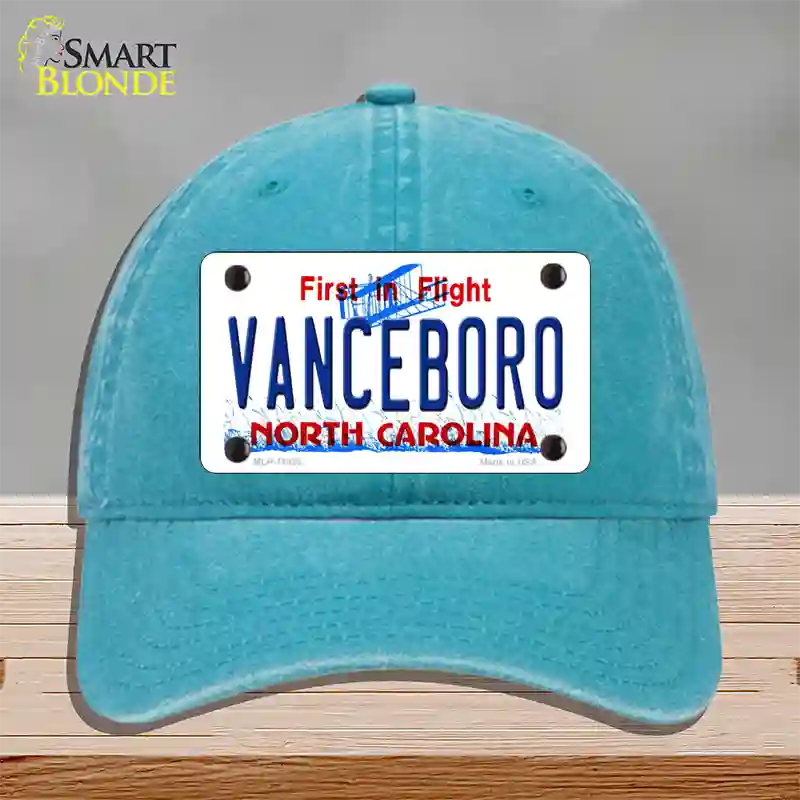 Vanceboro North Carolina Novelty License Plate Hat Unconstructed Cotton / Lake Blue