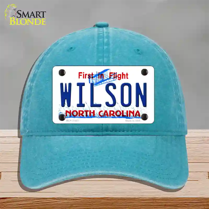 Wilson North Carolina Novelty License Plate Hat Unconstructed Cotton / Lake Blue