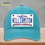 Williamston North Carolina Novelty License Plate Hat Unconstructed Cotton / Lake Blue