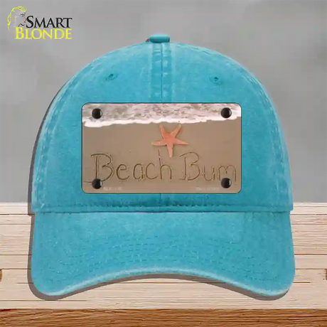 Beach Bum Novelty License Plate Hat Unconstructed Cotton / Lake Blue