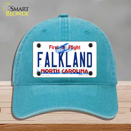 Falkland North Carolina Novelty License Plate Hat Unconstructed Cotton / Lake Blue