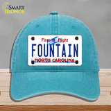 Fountain North Carolina Novelty License Plate Hat Unconstructed Cotton / Lake Blue