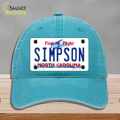 Simpson North Carolina Novelty License Plate Hat Unconstructed Cotton / Lake Blue